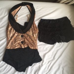 TWO PIECE SEQUIN DANCE COSTUME SET